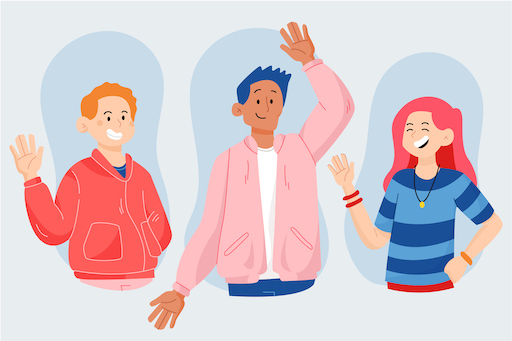 Personas saludando, comunicación entre contactos